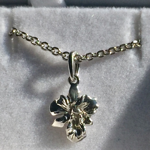 Sterling Silver Orchid Necklace - Picture 2 of 8